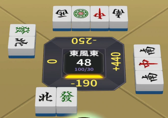 一元麻將桌面上的各家捨牌